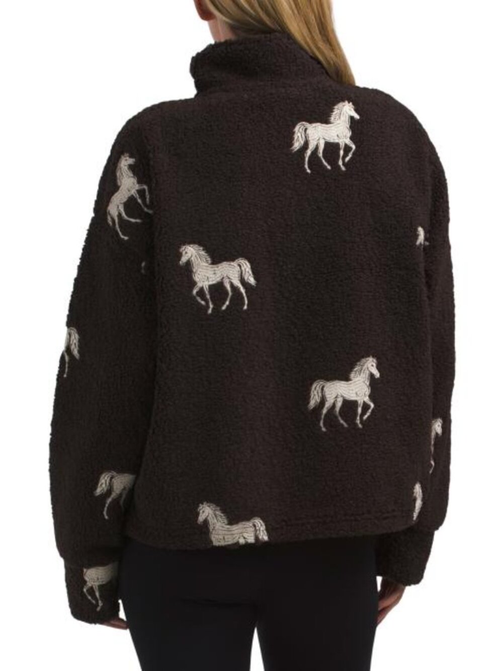 KYODAN Horse Embroidered Long Sleeve Mock Collar Pull Over Jacket - Picture 2 of 3